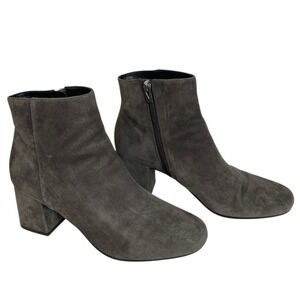 Via Spiga ‎ Ankle Boots Gray 38.5 Zipper Block Heels Suede